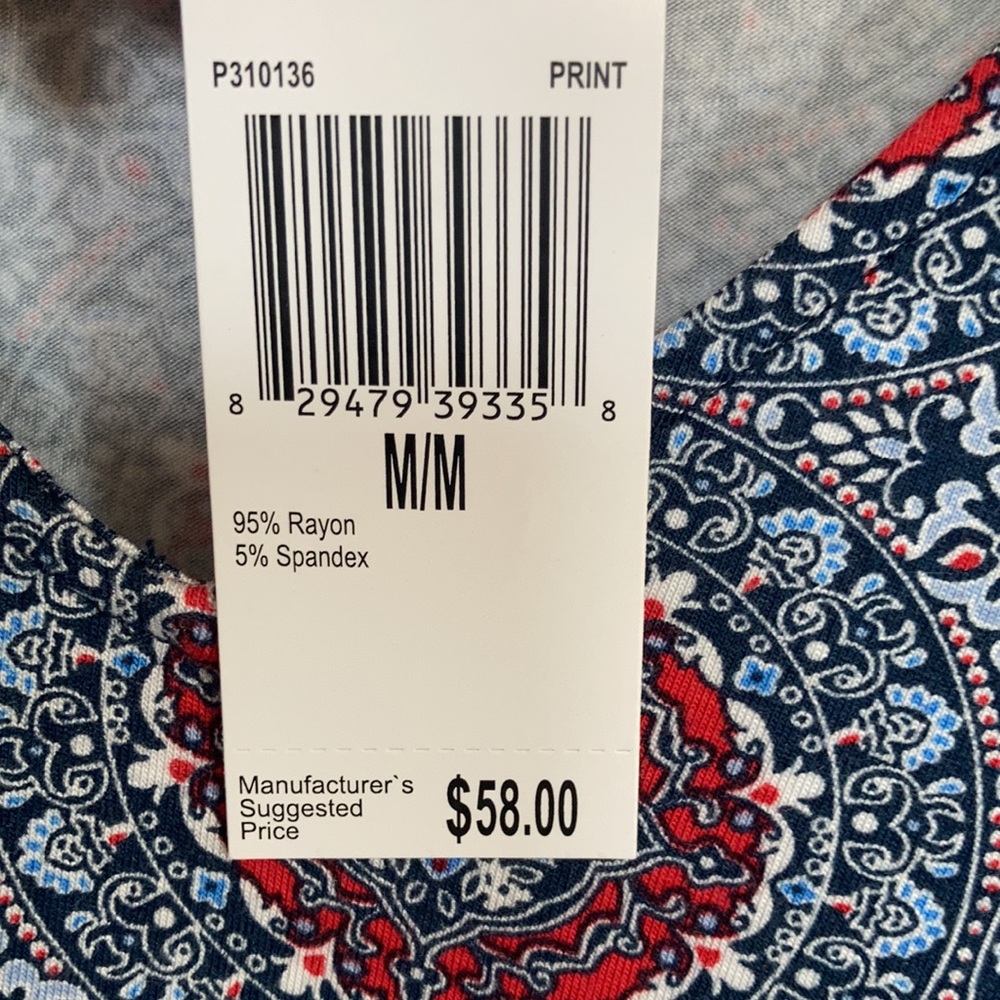 Premise top boho abstract floral print soft material casual w stretch M - Picture 9 of 17